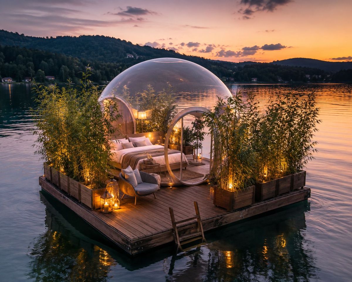 Bubble am Ufer bei Sonnenuntergang
